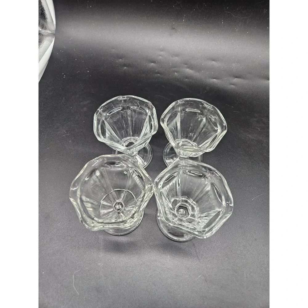 Anchor Hocking Tulip‎ Sundae Ice Cream Clear Footed Dessert Dishes SET of 4